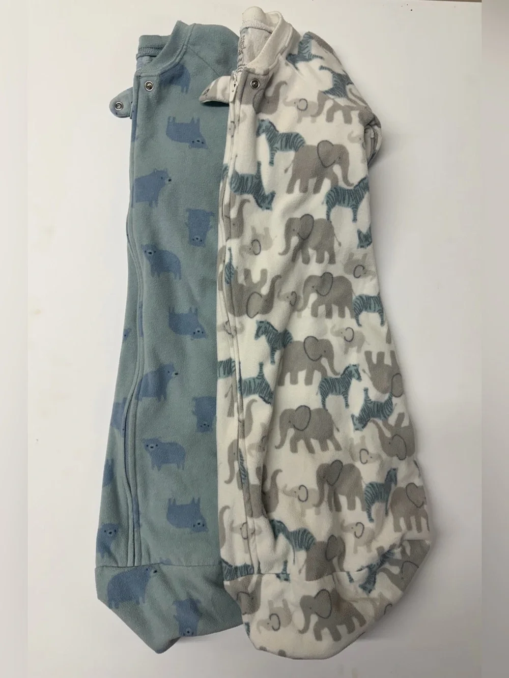 Kids Cozy Animal Print Fleece Sleep Sack - Blue & White